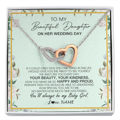 Interlocking Hearts Necklace | Personalized To My Daughter On Her Wedding Day Wedding Day Necklace From Mom Mother To Daughter Bride For Wedding Day Customized Gift Box Message Card | siriusteestore