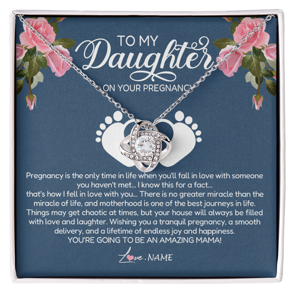 Love Knot Necklace | Personalized To My Daughter On Your Pregnancy Necklace First Time Mom Expecting Mama Mom Mother's Day Pendant Jewelry Customized Gift Box Message Card | siriusteestore
