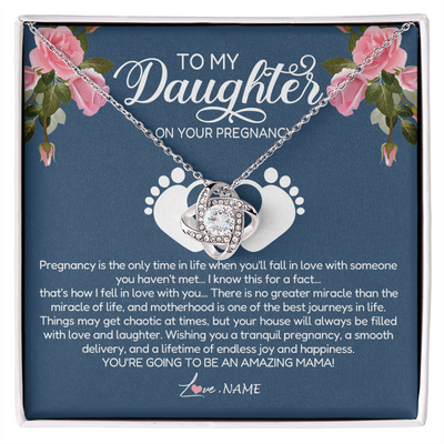 Love Knot Necklace | Personalized To My Daughter On Your Pregnancy Necklace First Time Mom Expecting Mama Mom Mother's Day Pendant Jewelry Customized Gift Box Message Card | siriusteestore