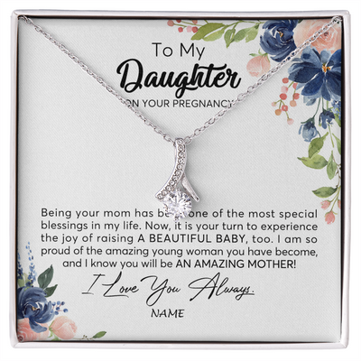 Alluring Beauty Necklace | Personalized To My Daughter On Your Pregnany Necklace You Will Be Amazing Mother Mama New Mom First Time Mothers Day Jewelry Customized Gift Box Message Card | siriusteestore