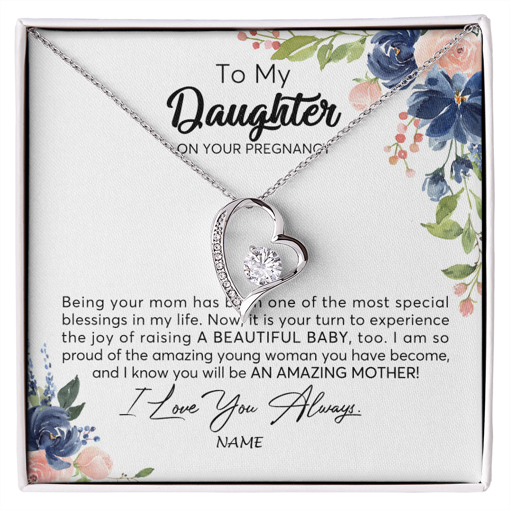 Forever Love Necklace | Personalized To My Daughter On Your Pregnany Necklace You Will Be Amazing Mother Mama New Mom First Time Mothers Day Jewelry Customized Gift Box Message Card | siriusteestore