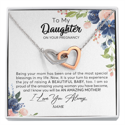 Interlocking Hearts Necklace | Personalized To My Daughter On Your Pregnany Necklace You Will Be Amazing Mother Mama New Mom First Time Mothers Day Jewelry Customized Gift Box Message Card | siriusteestore
