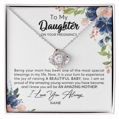 Love Knot Necklace | Personalized To My Daughter On Your Pregnany Necklace You Will Be Amazing Mother Mama New Mom First Time Mothers Day Jewelry Customized Gift Box Message Card | siriusteestore