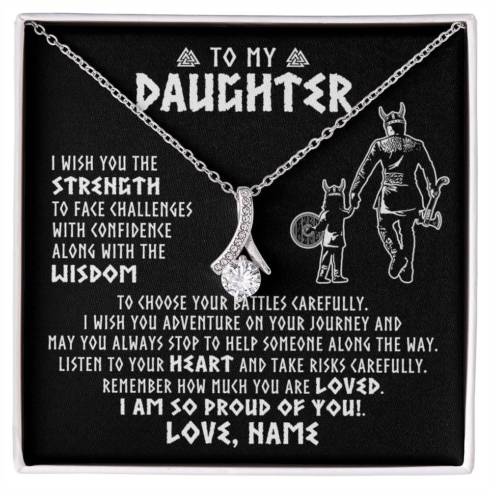 Alluring Beauty Necklace | Personalized To My Daughter Viking Necklace From Dad Father I Am So Proud Of You Runes Viking Daughter Birthday Christmas Customized Gift Box Message Card | siriusteestore