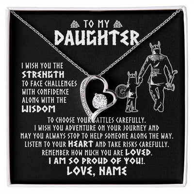 Forever Love Necklace | Personalized To My Daughter Viking Necklace From Dad Father I Am So Proud Of You Runes Viking Daughter Birthday Christmas Customized Gift Box Message Card | siriusteestore