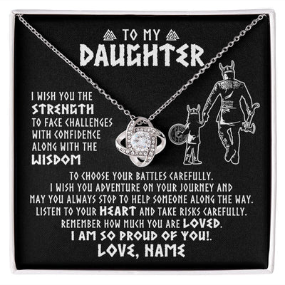 Love Knot Necklace | Personalized To My Daughter Viking Necklace From Dad Father I Am So Proud Of You Runes Viking Daughter Birthday Christmas Customized Gift Box Message Card | siriusteestore
