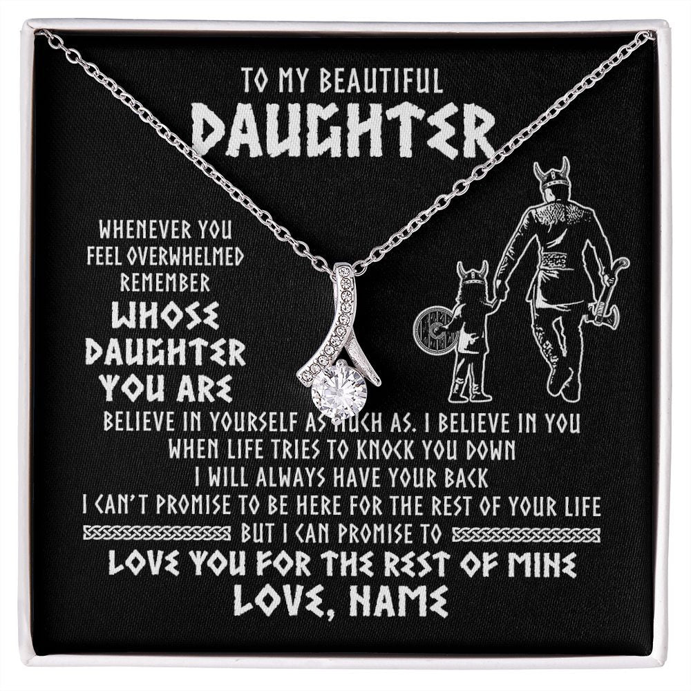 Alluring Beauty Necklace | Personalized To My Daughter Viking Necklace Whenever You Feel Overwhelmed Daughter Birthday Christmas Jewelry Customized Gift Box Message Card | siriusteestore