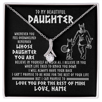 Alluring Beauty Necklace | Personalized To My Daughter Viking Necklace Whenever You Feel Overwhelmed Daughter Birthday Christmas Jewelry Customized Gift Box Message Card | siriusteestore