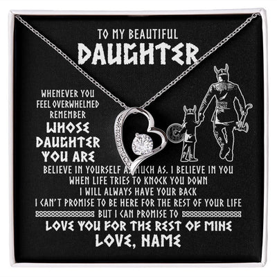 Forever Love Necklace | Personalized To My Daughter Viking Necklace Whenever You Feel Overwhelmed Daughter Birthday Christmas Jewelry Customized Gift Box Message Card | siriusteestore