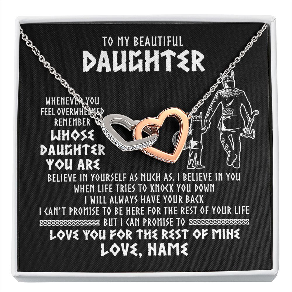 Interlocking Hearts Necklace | Personalized To My Daughter Viking Necklace Whenever You Feel Overwhelmed Daughter Birthday Christmas Jewelry Customized Gift Box Message Card | siriusteestore