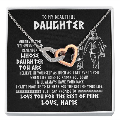 Interlocking Hearts Necklace | Personalized To My Daughter Viking Necklace Whenever You Feel Overwhelmed Daughter Birthday Christmas Jewelry Customized Gift Box Message Card | siriusteestore
