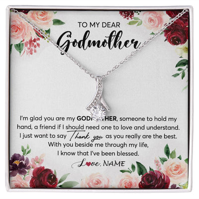 Alluring Beauty Necklace | Personalized To My Dear Godmother Necklace From Goddaughter Im Glad You Are My Godmother Aunt Birthday Mothers Day Christmas Customized Gift Box Message Card | siriusteestore