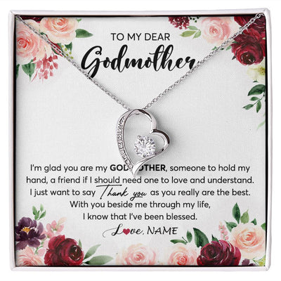 Forever Love Necklace | Personalized To My Dear Godmother Necklace From Goddaughter Im Glad You Are My Godmother Aunt Birthday Mothers Day Christmas Customized Gift Box Message Card | siriusteestore