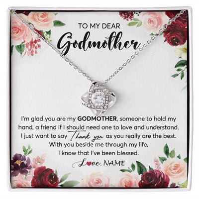 Love Knot Necklace | Personalized To My Dear Godmother Necklace From Goddaughter Im Glad You Are My Godmother Aunt Birthday Mothers Day Christmas Customized Gift Box Message Card | siriusteestore