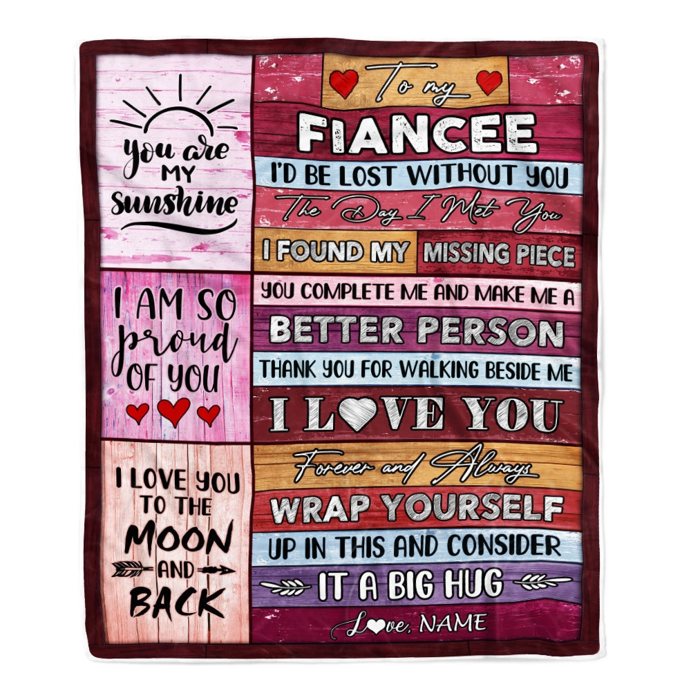 Personalized To My Fiancee Blankets From Fiance You Are My Love It A Big Hug Fiancee Birthday Valentine's Day Christmas Customized Fleece Blanket | siriusteestore