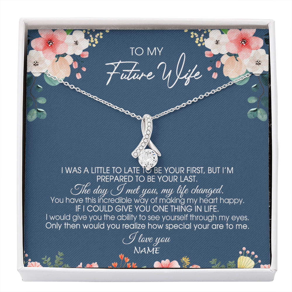 Alluring Beauty Necklace | Personalized To My Future Wife Necklace From Boyfriend Love You Soulmate Girlfriend Wife Birthday Anniversary Valentines Day Christmas Customized Message Card | siriusteestore