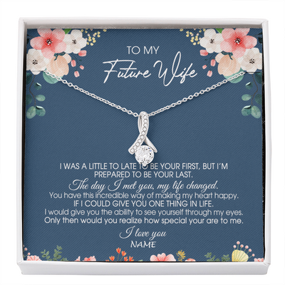 Alluring Beauty Necklace | Personalized To My Future Wife Necklace From Boyfriend Love You Soulmate Girlfriend Wife Birthday Anniversary Valentines Day Christmas Customized Message Card | siriusteestore