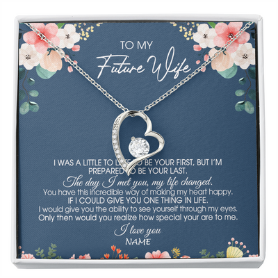 Forever Love Necklace | Personalized To My Future Wife Necklace From Boyfriend Love You Soulmate Girlfriend Wife Birthday Anniversary Valentines Day Christmas Customized Message Card | siriusteestore