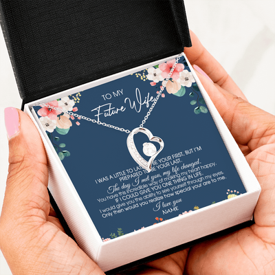 Forever Love Necklace | Personalized To My Future Wife Necklace From Boyfriend Love You Soulmate Girlfriend Wife Birthday Anniversary Valentines Day Christmas Customized Message Card | siriusteestore