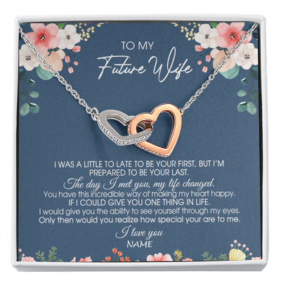Interlocking Hearts Necklace | Personalized To My Future Wife Necklace From Boyfriend Love You Soulmate Girlfriend Wife Birthday Anniversary Valentines Day Christmas Customized Message Card | siriusteestore