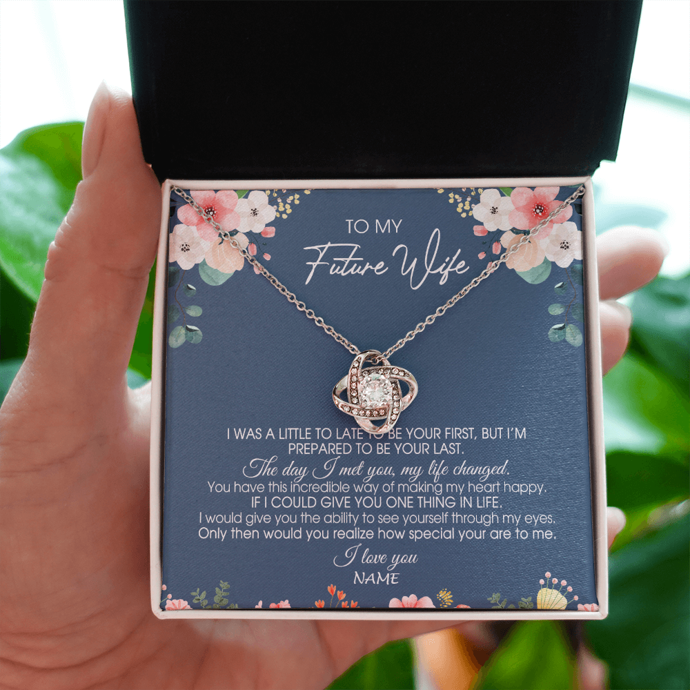 Love Knot Necklace | Personalized To My Future Wife Necklace From Boyfriend Love You Soulmate Girlfriend Wife Birthday Anniversary Valentines Day Christmas Customized Message Card | siriusteestore