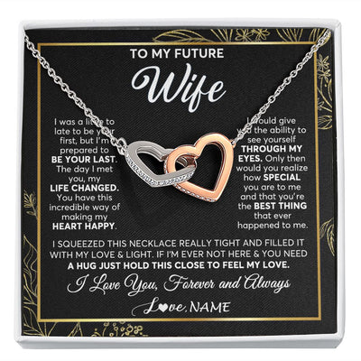 Interlocking Hearts Necklace | Personalized To My Future Wife Necklace From Husband My Love Fiancee Wife Birthday Anniversary Valentines Day Christmas Customized Gift Box Message Card | siriusteestore