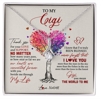 Alluring Beauty Necklace | Personalized To My Gigi Necklace From Grandkids Never Forget That I Love You You Mean The World Gigi Birthday Mothers Day Christmas Customized Gift Box Message Card | siriusteestore