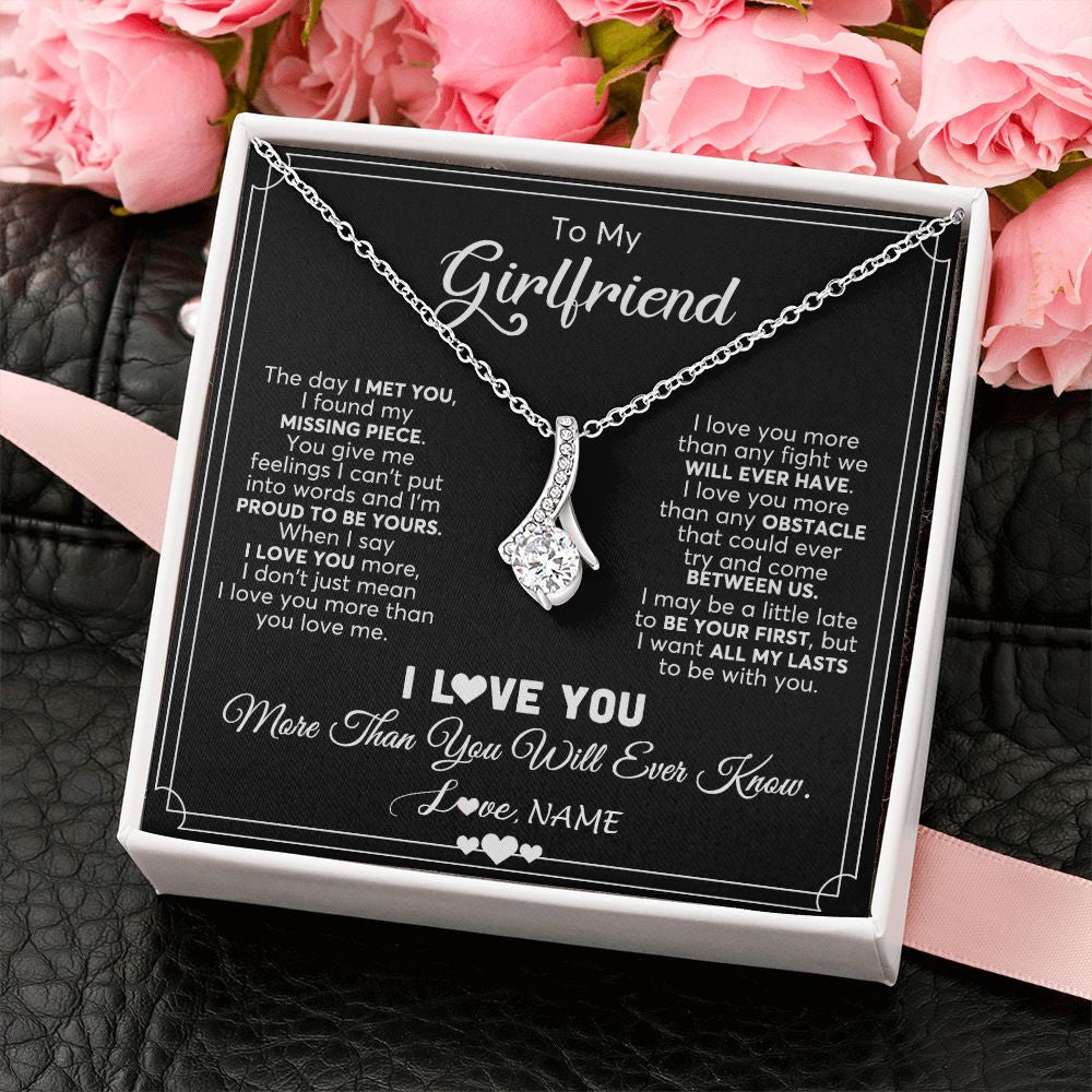 Alluring Beauty Necklace | Personalized To My Girlfriend Necklace From Boyfriend The Day I Met You Girlfriend Birthday Anniversary Valentines Christmas Customized Gift Box Message Card | siriusteestore