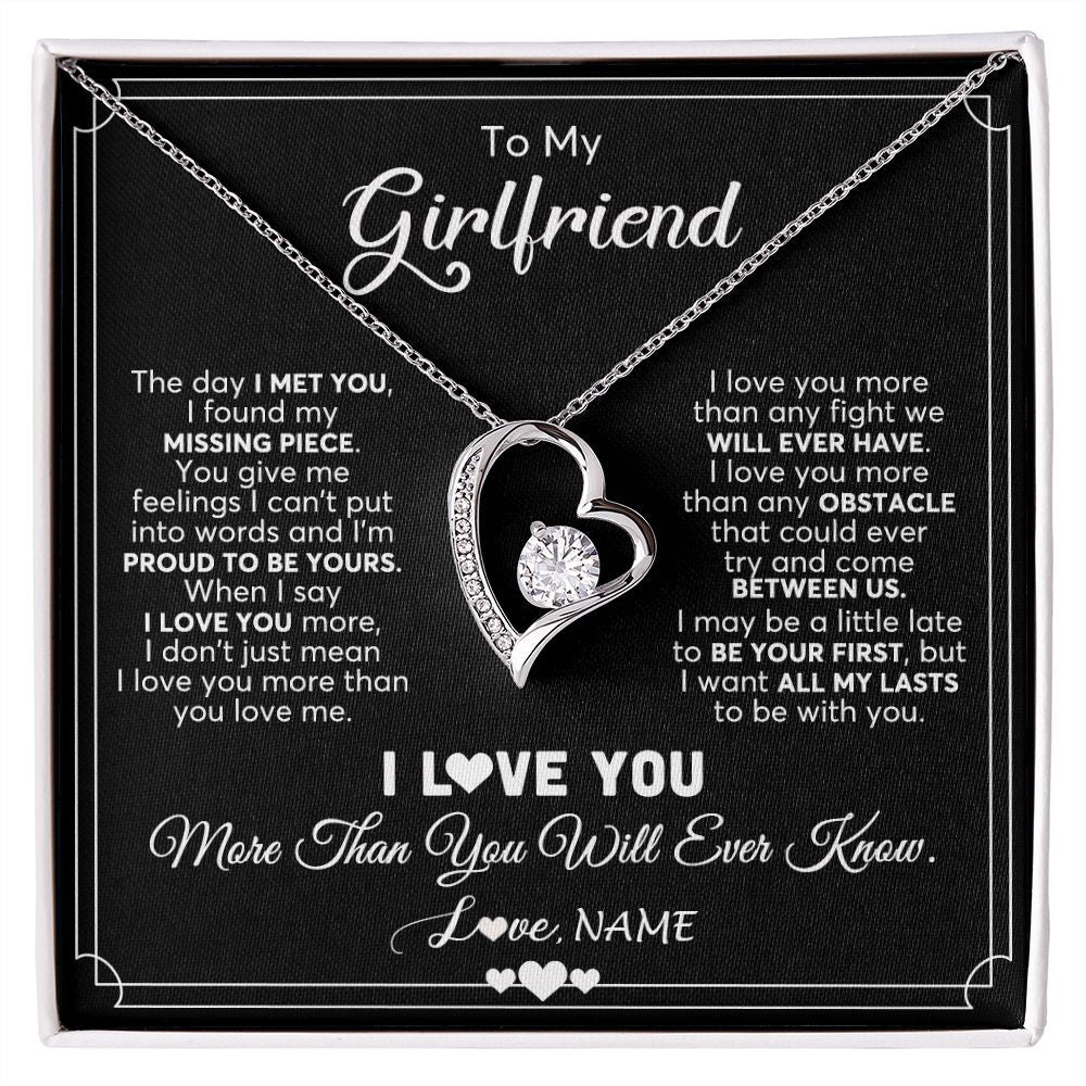 Forever Love Necklace | Personalized To My Girlfriend Necklace From Boyfriend The Day I Met You Girlfriend Birthday Anniversary Valentines Christmas Customized Gift Box Message Card | siriusteestore