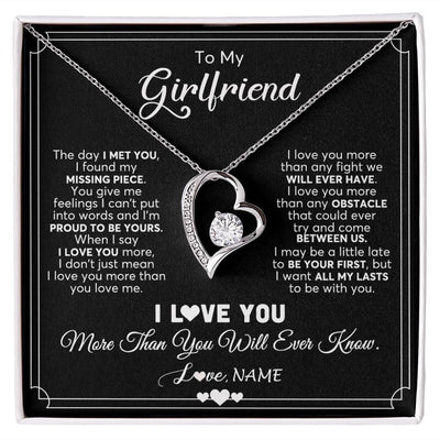Forever Love Necklace | Personalized To My Girlfriend Necklace From Boyfriend The Day I Met You Girlfriend Birthday Anniversary Valentines Christmas Customized Gift Box Message Card | siriusteestore