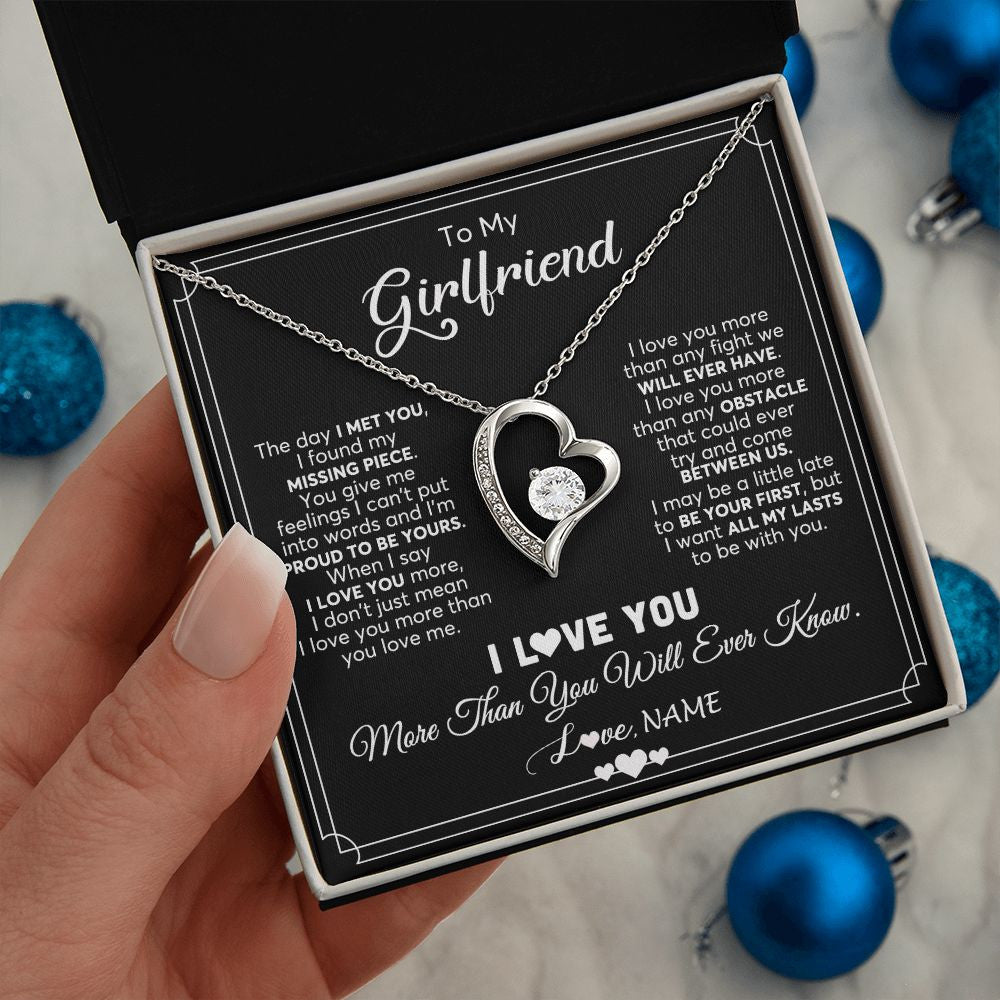Forever Love Necklace | Personalized To My Girlfriend Necklace From Boyfriend The Day I Met You Girlfriend Birthday Anniversary Valentines Christmas Customized Gift Box Message Card | siriusteestore