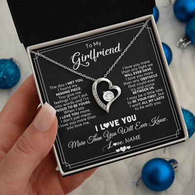 Forever Love Necklace | Personalized To My Girlfriend Necklace From Boyfriend The Day I Met You Girlfriend Birthday Anniversary Valentines Christmas Customized Gift Box Message Card | siriusteestore