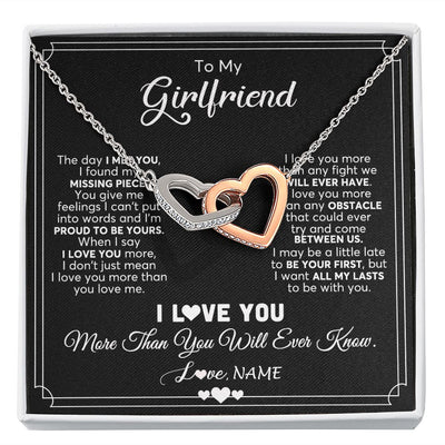 Interlocking Hearts Necklace | Personalized To My Girlfriend Necklace From Boyfriend The Day I Met You Girlfriend Birthday Anniversary Valentines Christmas Customized Gift Box Message Card | siriusteestore