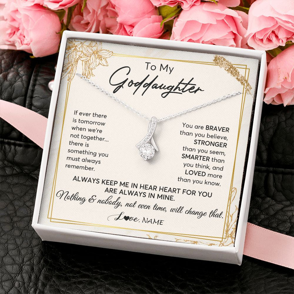 Alluring Beauty Necklace | Personalized To My Goddaughter Necklace From Godmother Always Keep Me In Your Heart Goddaughter Birthday Graduation Christmas Customized Gift Box Message Card | siriusteestore