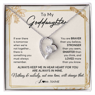 Forever Love Necklace | Personalized To My Goddaughter Necklace From Godmother Always Keep Me In Your Heart Goddaughter Birthday Graduation Christmas Customized Gift Box Message Card | siriusteestore