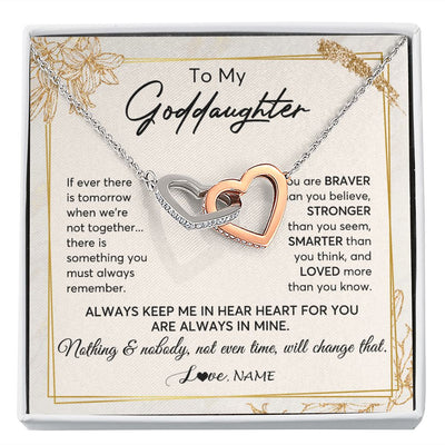 Interlocking Hearts Necklace | Personalized To My Goddaughter Necklace From Godmother Always Keep Me In Your Heart Goddaughter Birthday Graduation Christmas Customized Gift Box Message Card | siriusteestore