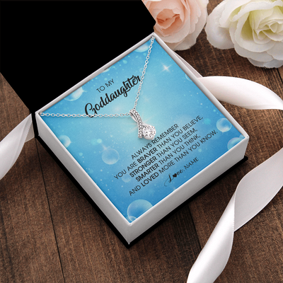 Alluring Beauty Necklace | Personalized To My Goddaughter Necklace From Godmother Always Remember You Are Braver Goddaughter Jewelry Birthday Graduation Christmas Customized Message Card | siriusteestore