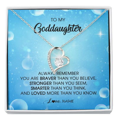 Forever Love Necklace | Personalized To My Goddaughter Necklace From Godmother Always Remember You Are Braver Goddaughter Jewelry Birthday Graduation Christmas Customized Message Card | siriusteestore
