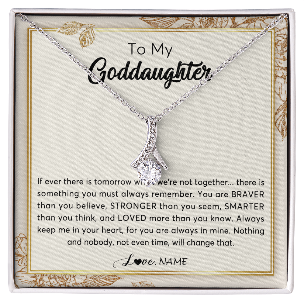 Alluring Beauty Necklace | Personalized To My Goddaughter Necklace From Godmother Braver Stronger Smarter Loved Goddaughter Jewelry Birthday Christmas Customized Gift Box Message Card | siriusteestore