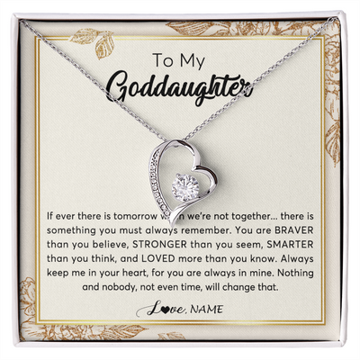 Forever Love Necklace | Personalized To My Goddaughter Necklace From Godmother Braver Stronger Smarter Loved Goddaughter Jewelry Birthday Christmas Customized Gift Box Message Card | siriusteestore