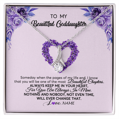 Alluring Beauty Necklace | Personalized To My Goddaughter Necklace From Godmother Flower Always Keep Me In Your Heart Goddaughter Graduation Birthday Customized Gift Box Message Card | siriusteestore