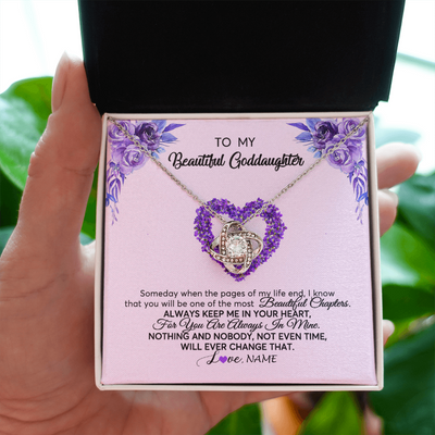 Love Knot Necklace | Personalized To My Goddaughter Necklace From Godmother Flower Always Keep Me In Your Heart Goddaughter Graduation Birthday Customized Gift Box Message Card | siriusteestore