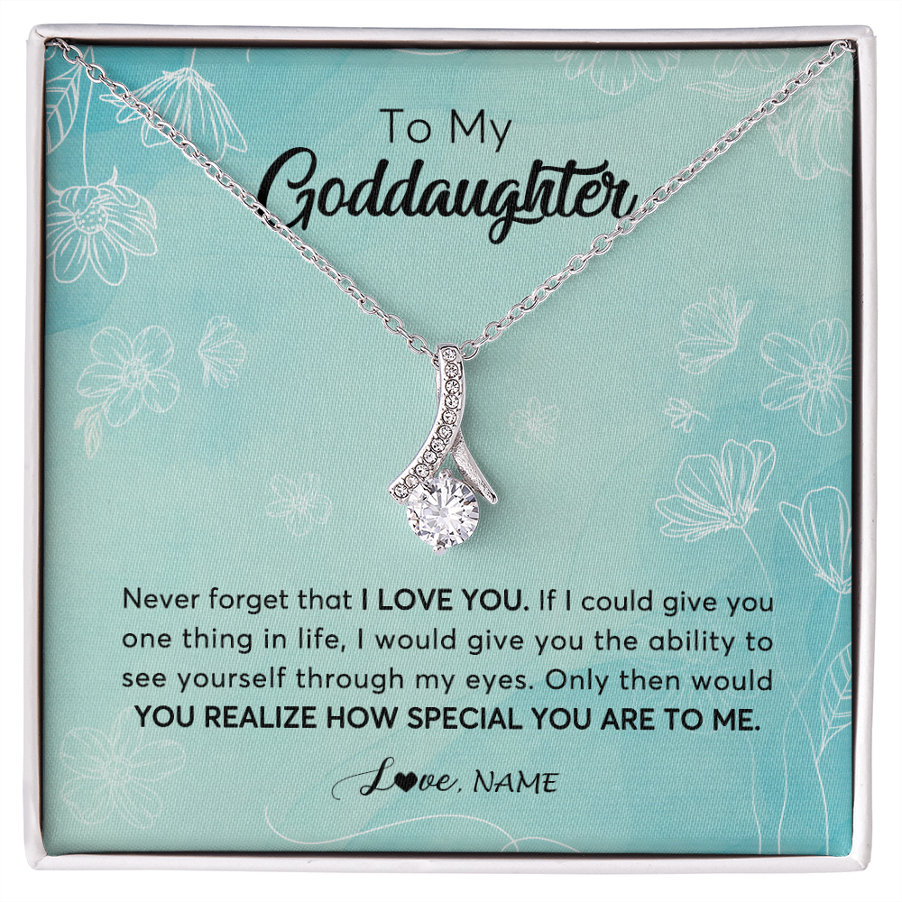 Alluring Beauty Necklace | Personalized To My Goddaughter Necklace From Godmother Flower Never Forget I Love You Goddaughter Graduation Birthday Customized Gift Box Message Card | siriusteestore