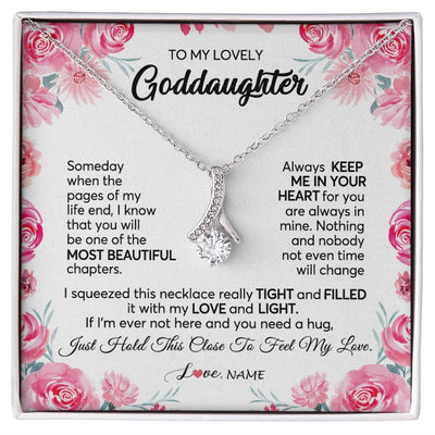 Alluring Beauty Necklace | Personalized To My Goddaughter Necklace From Godmother Godfather Always Keep Me in Your Heart Goddaughter Birthday Christmas Customized Gift Box Message Card | siriusteestore