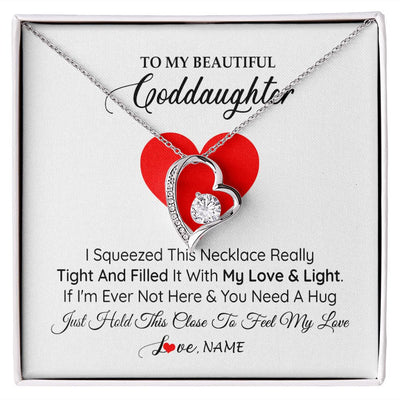 Forever Love Necklace | Personalized To My Goddaughter Necklace From Godmother Godfather I Squeezed This Necklace Goddaughter Birthday Christmas Customized Gift Box Message Card | siriusteestore