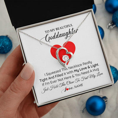Forever Love Necklace | Personalized To My Goddaughter Necklace From Godmother Godfather I Squeezed This Necklace Goddaughter Birthday Christmas Customized Gift Box Message Card | siriusteestore