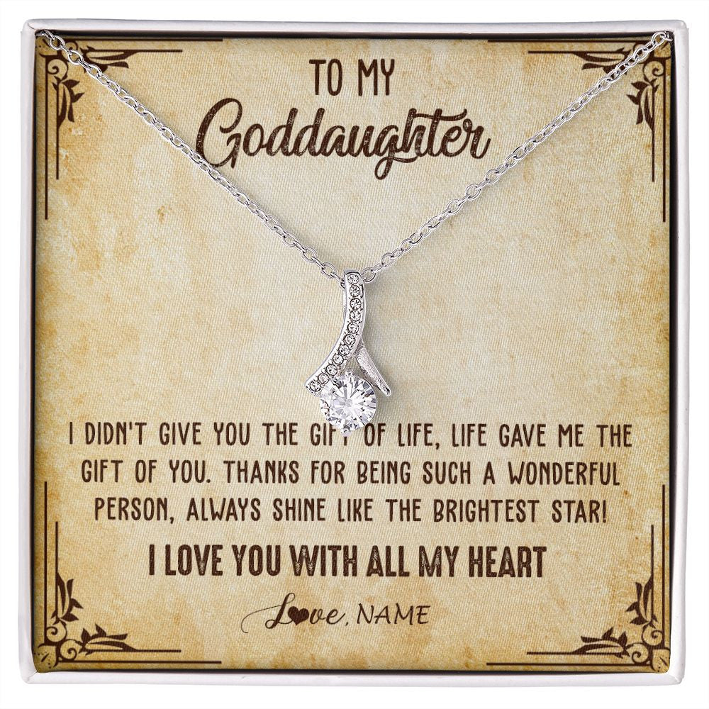 Alluring Beauty Necklace | Personalized To My Goddaughter Necklace From Godmother I Love You With All My Heart Goddaughter Birthday Graduation Christmas Customized Gift Box Message Card | siriusteestore