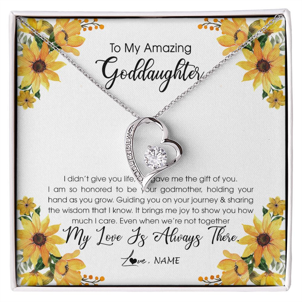 Forever Love Necklace | Personalized To My Goddaughter Necklace From Godmother My Love Is Always There Goddaughter Birthday Christmas Graduation Customized Gift Box Message Card | siriusteestore