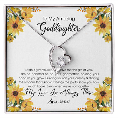 Forever Love Necklace | Personalized To My Goddaughter Necklace From Godmother My Love Is Always There Goddaughter Birthday Christmas Graduation Customized Gift Box Message Card | siriusteestore