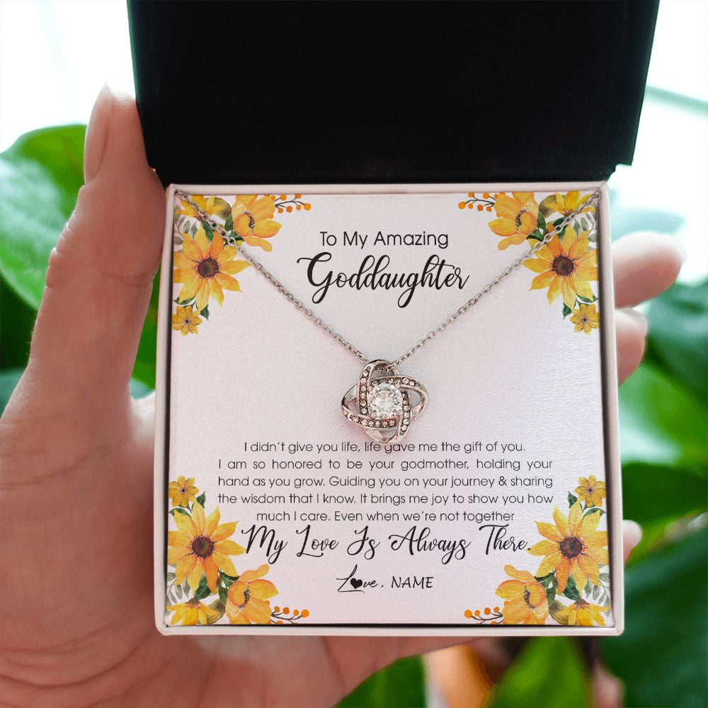 Love Knot Necklace | Personalized To My Goddaughter Necklace From Godmother My Love Is Always There Goddaughter Birthday Christmas Graduation Customized Gift Box Message Card | siriusteestore